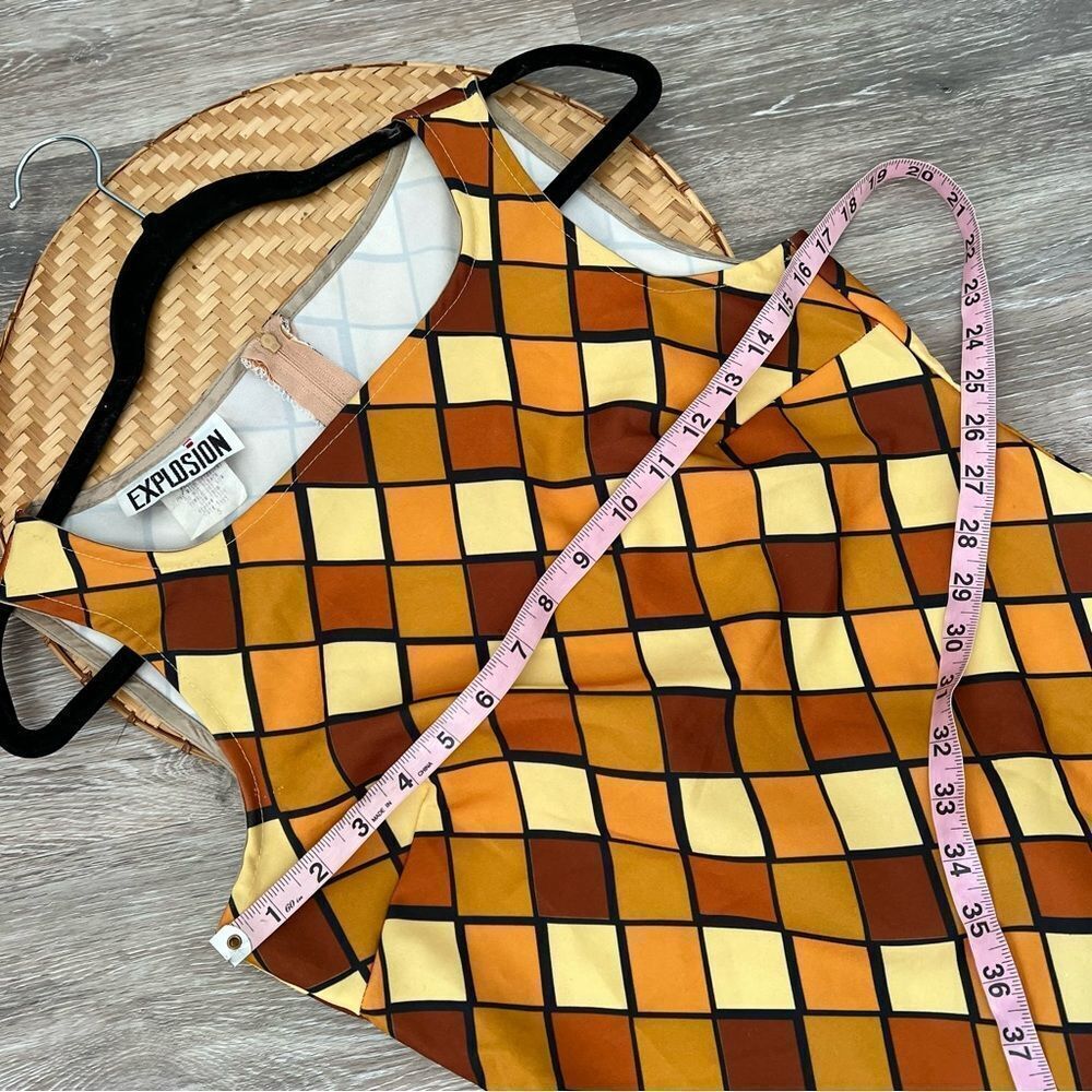Vintage 90’s‎ does 70’s geometric diamond browns mini dress clueless spice girls - Picture 7 of 9